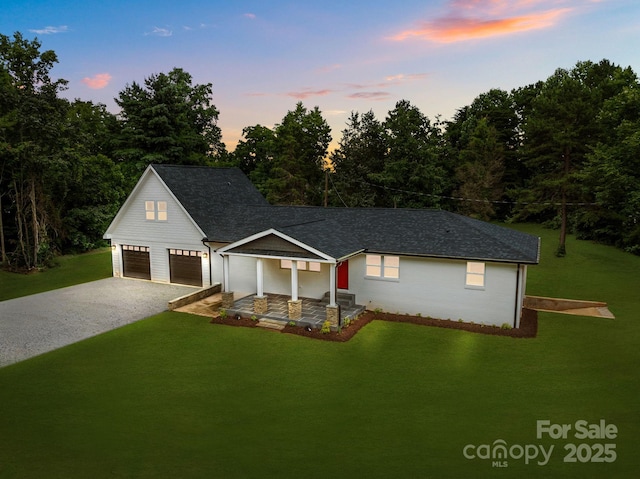 1115 Sides Rd, Salisbury, NC 28146 - view of front facade featuring a front lawn, gravel driveway, a porch, and roof with shingles