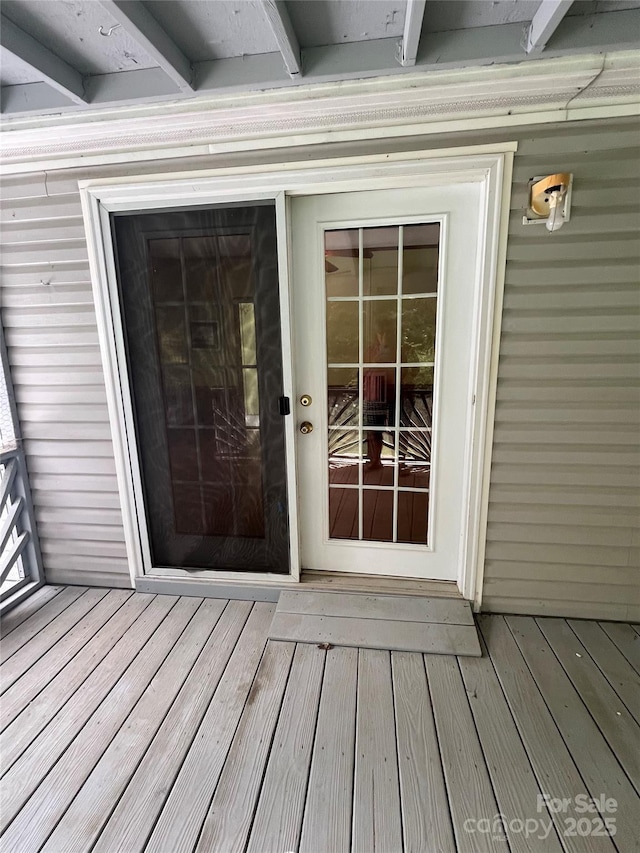 184 Winding Arbor Cir, Cleveland, NC 27013 - doorway to property featuring a deck