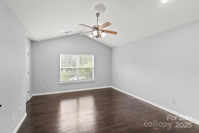 2527 Fossil Stone Ln, Fort Mill, SC 29708 - empty room with hardwood / wood-style floors, a ceiling fan, and lofted ceiling