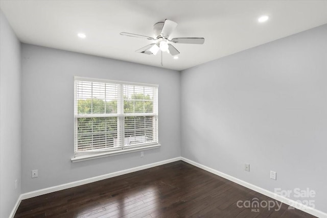 2527 Fossil Stone Ln, Fort Mill, SC 29708 - unfurnished room featuring dark wood finished floors, recessed lighting, and ceiling fan