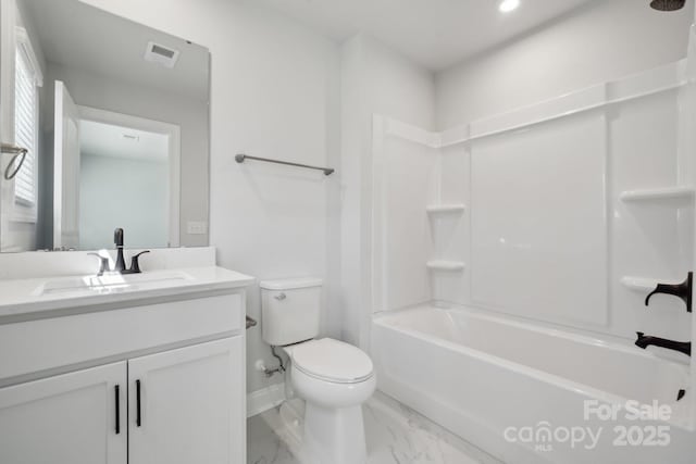 308 Alameda Way, Matthews, NC 28104 - full bathroom with vanity, bathtub / shower combination, and marble finish flooring
