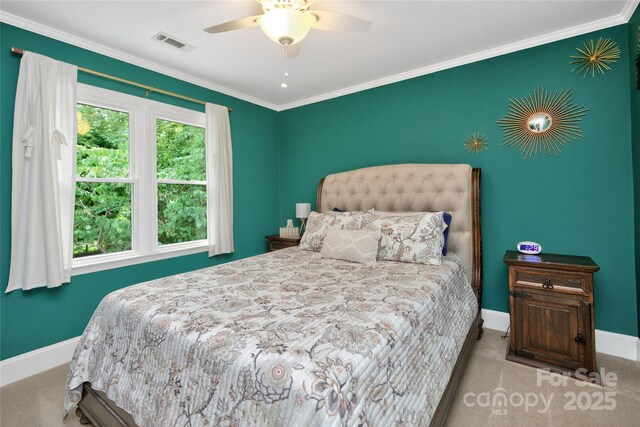 8300 Quarters Ln, Mint Hill, NC 28227 - carpeted bedroom with crown molding and ceiling fan
