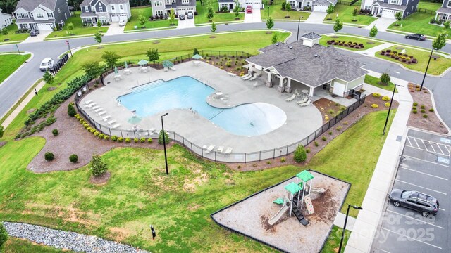 8420 Golden Stone Ln Unit 138, Fort Mill, SC 29707 - aerial view of residential area featuring a pool