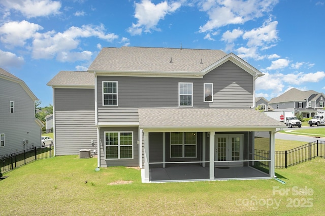8420 Golden Stone Ln Unit 138, Fort Mill, SC 29707 - back of property featuring a sunroom, french doors, and roof with shingles