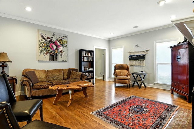 1009 13th Avenue Pl NW Unit 19, Hickory, NC 28601 - living area featuring crown molding, wood finished floors, and recessed lighting