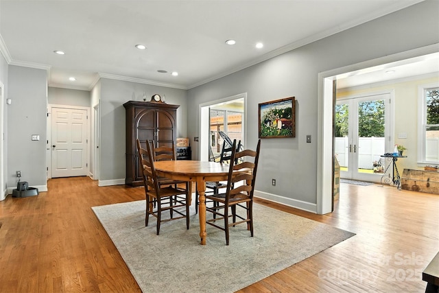 1009 13th Avenue Pl NW Unit 19, Hickory, NC 28601 - dining space with light wood-style floors, recessed lighting, crown molding, and french doors
