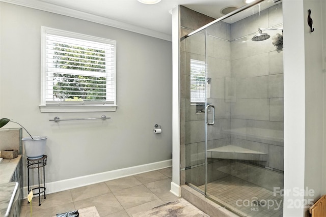 1009 13th Avenue Pl NW Unit 19, Hickory, NC 28601 - full bath featuring crown molding, a stall shower, and tile patterned flooring