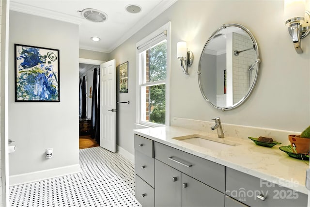 1009 13th Avenue Pl NW Unit 19, Hickory, NC 28601 - full bathroom featuring ornamental molding, tile patterned floors, and vanity