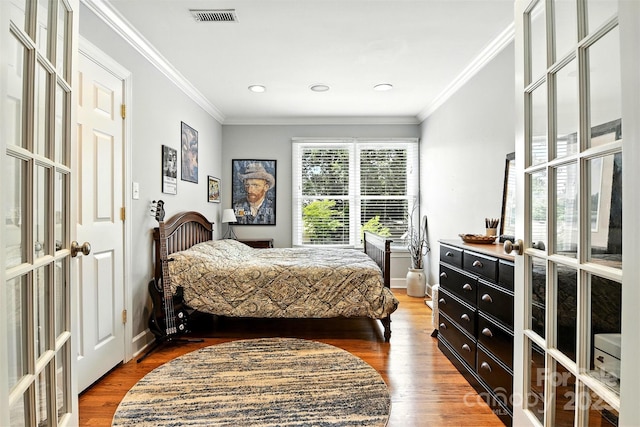 1009 13th Avenue Pl NW Unit 19, Hickory, NC 28601 - bedroom featuring french doors, ornamental molding, wood finished floors, and recessed lighting