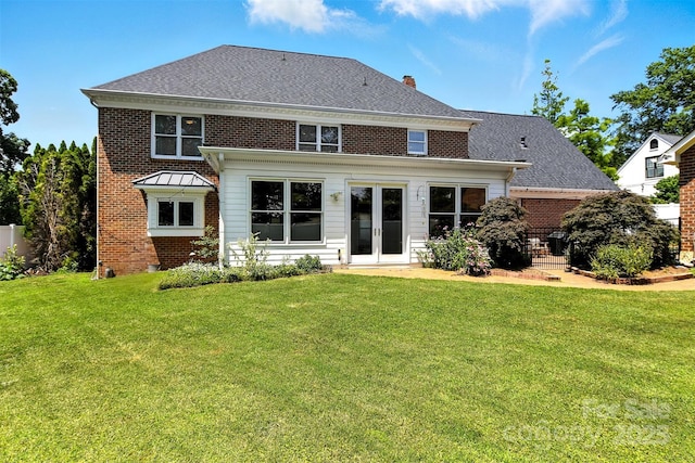 1009 13th Avenue Pl NW Unit 19, Hickory, NC 28601 - rear view of property featuring french doors, a lawn, and brick siding