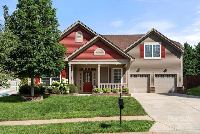 1152 Mckee Farm Ln, Belmont, NC 28012 - craftsman-style home with driveway, an attached garage, and covered porch