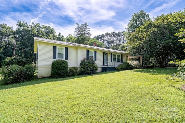 4022 Price Short Cut Rd, Monroe, NC 28110 - ranch-style home featuring a front yard and a chimney