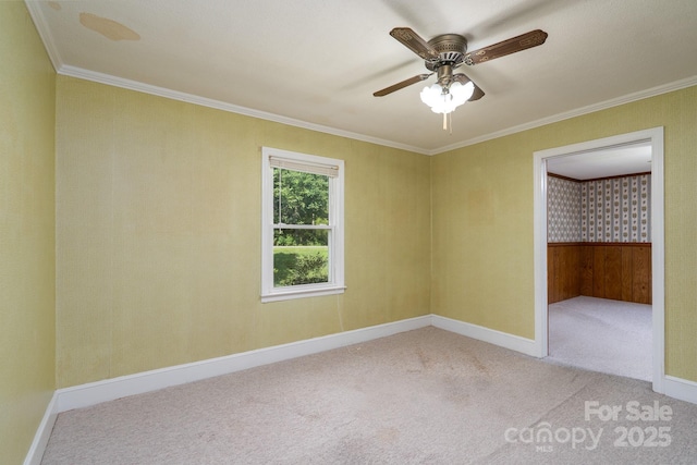 4022 Price Short Cut Rd, Monroe, NC 28110 - carpeted spare room featuring ornamental molding and ceiling fan