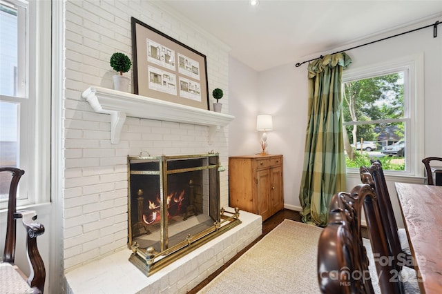 1040 Goshen Pl, Charlotte, NC 28211 - living area with a fireplace and wood finished floors
