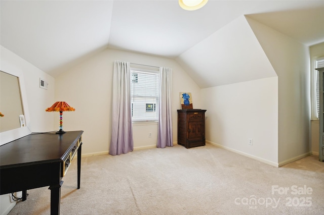 1040 Goshen Pl, Charlotte, NC 28211 - office area featuring light colored carpet and vaulted ceiling