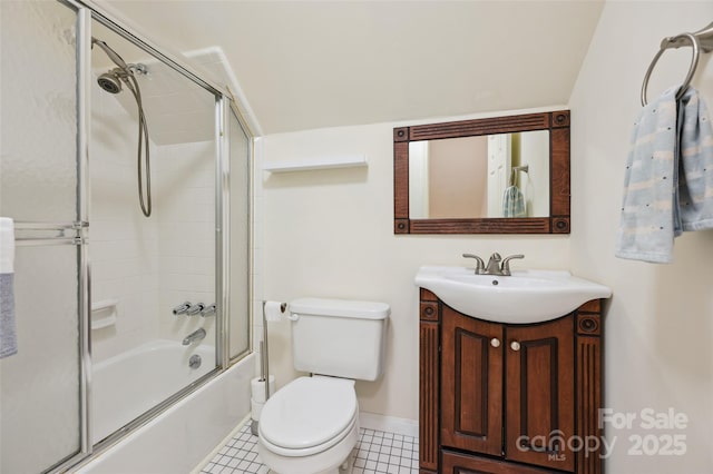 1040 Goshen Pl, Charlotte, NC 28211 - full bath with vanity, shower / bath combination with glass door, and tile patterned flooring