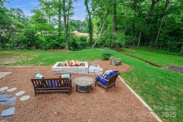 1040 Goshen Pl, Charlotte, NC 28211 - view of grassy yard with a fire pit