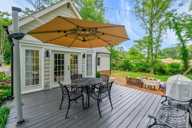 1040 Goshen Pl, Charlotte, NC 28211 - wooden terrace featuring outdoor dining area and french doors
