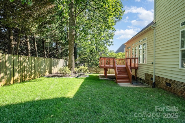 19509 Trintella Ln, Cornelius, NC 28031 - fenced backyard with stairway and a wooden deck