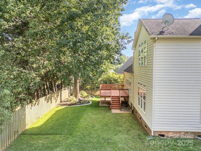 19509 Trintella Ln, Cornelius, NC 28031 - fenced backyard with a wooden deck and stairs
