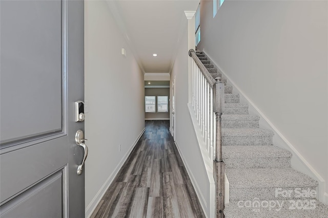 1410 31st St NE, Conover, NC 28613 - stairs featuring wood finished floors and recessed lighting