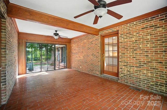 4323 Crow Rd, Monroe, NC 28112 - unfurnished sunroom featuring a ceiling fan and beamed ceiling