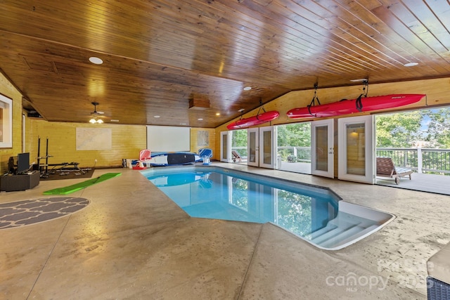 13934 Kings Carriage Ln, Charlotte, NC 28278 - indoor pool featuring french doors and a patio