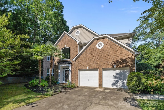 13934 Kings Carriage Ln, Charlotte, NC 28278 - traditional-style home featuring brick siding, concrete driveway, and a garage