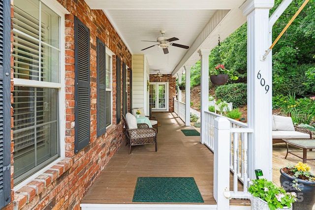 609 Carriage Commons Dr, Hendersonville, NC 28791 - wooden porch with ceiling fan