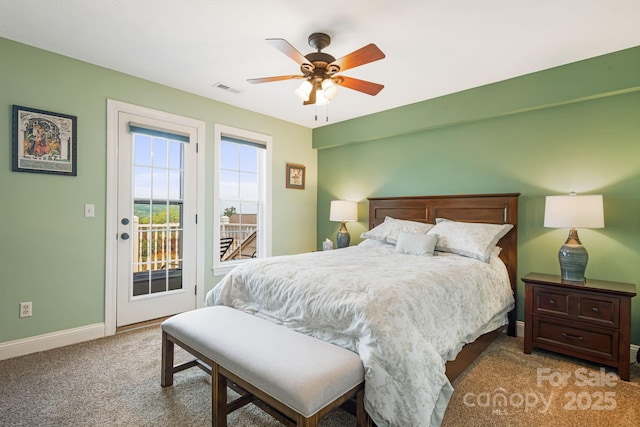 609 Carriage Commons Dr, Hendersonville, NC 28791 - bedroom featuring access to exterior, carpet, and a ceiling fan
