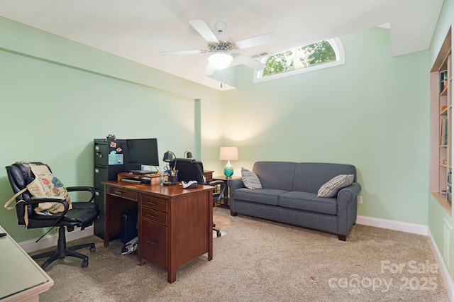 609 Carriage Commons Dr, Hendersonville, NC 28791 - home office featuring ceiling fan and light colored carpet