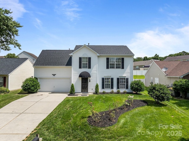 1901 Summit Ridge Ln, Kannapolis, NC 28083 - traditional-style home with an attached garage, a front lawn, concrete driveway, and roof with shingles