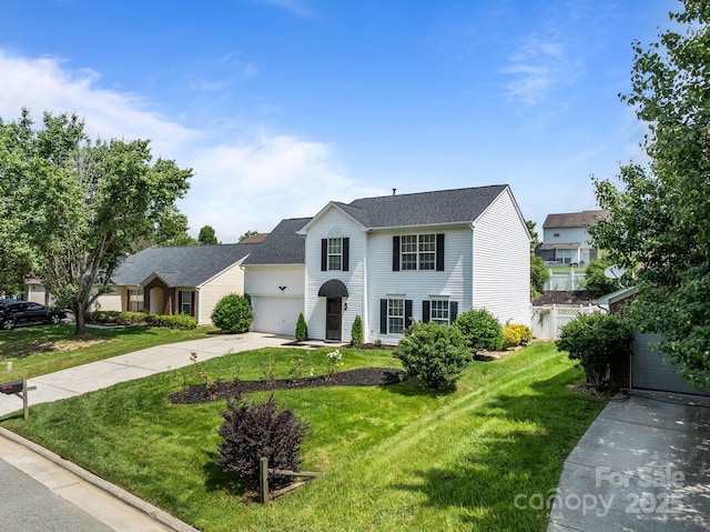 1901 Summit Ridge Ln, Kannapolis, NC 28083 - traditional home with driveway, a garage, a front lawn, and a shingled roof