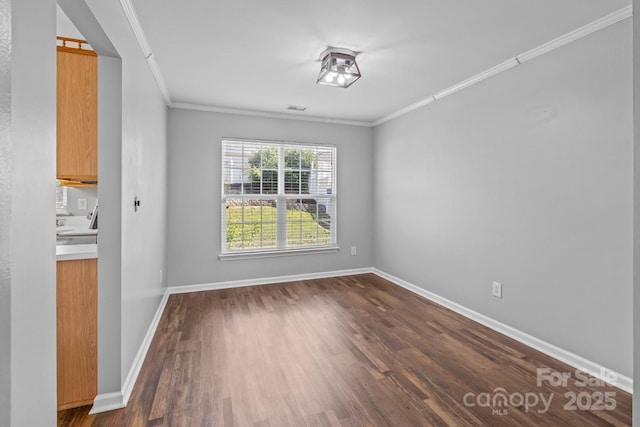 1901 Summit Ridge Ln, Kannapolis, NC 28083 - unfurnished dining area with ornamental molding and dark wood finished floors