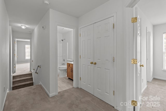 1901 Summit Ridge Ln, Kannapolis, NC 28083 - hall with light colored carpet and baseboards