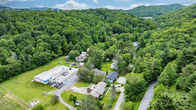 1175 Bamboo Rd, Boone, NC 28607 - aerial overview of property's location with a heavily wooded area and a mountainous background