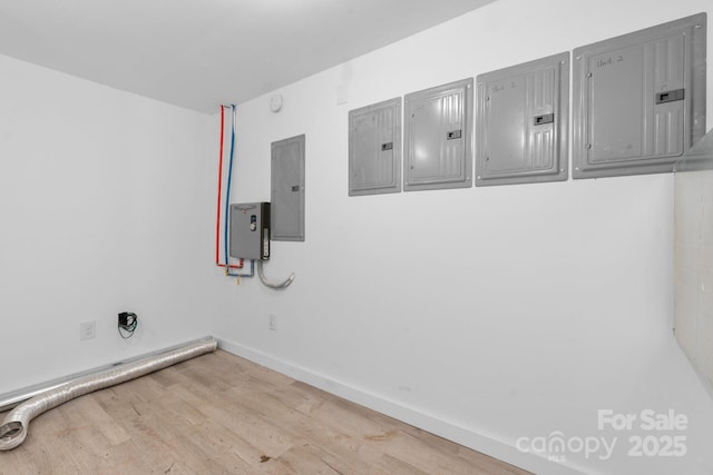 1175 Bamboo Rd, Boone, NC 28607 - laundry area with electric panel and wood finished floors