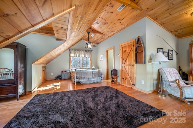 197 First Broad Dr, Bostic, NC 28018 - bedroom with wood ceiling, wood finished floors, and lofted ceiling