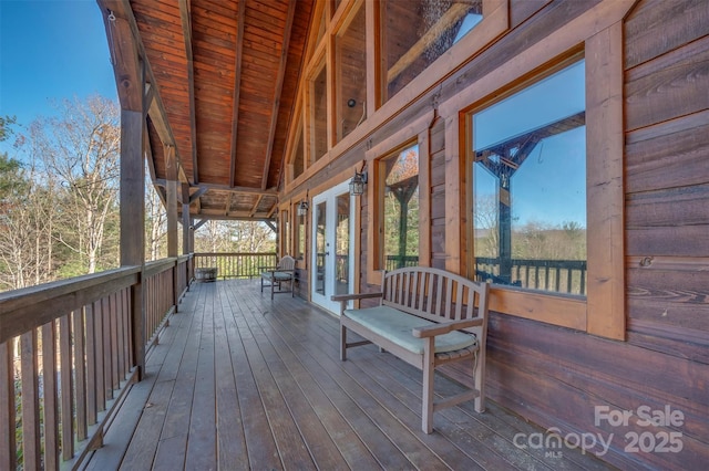 197 First Broad Dr, Bostic, NC 28018 - wooden terrace with french doors