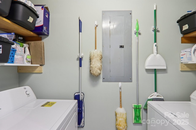 84 Hawk Nest Rd, Maggie Valley, NC 28751 - laundry area featuring washing machine and clothes dryer and electric panel