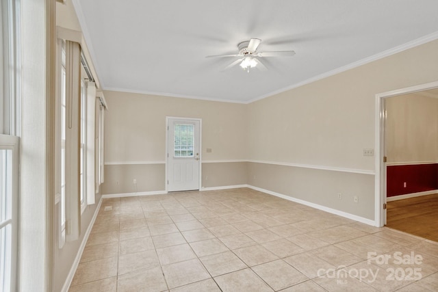 390 Classic Oaks Cir, Hendersonville, NC 28792 - empty room featuring a ceiling fan, light tile patterned floors, and ornamental molding