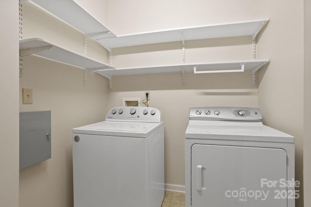 390 Classic Oaks Cir, Hendersonville, NC 28792 - laundry area with independent washer and dryer and baseboards