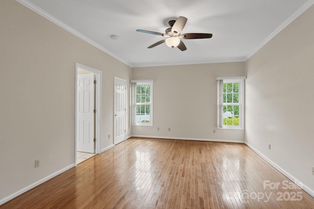 390 Classic Oaks Cir, Hendersonville, NC 28792 - unfurnished room with ceiling fan, light wood-type flooring, crown molding, and a smoke detector