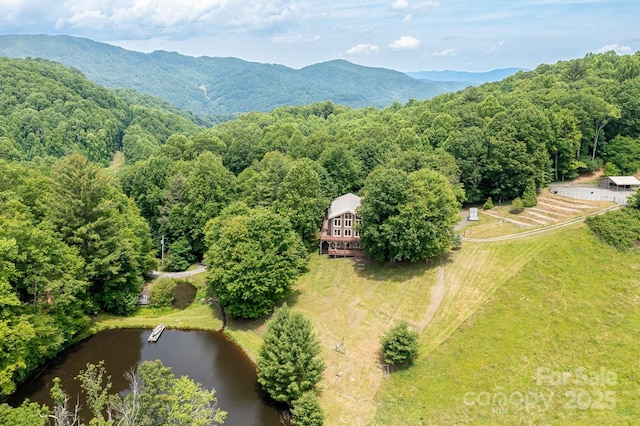 1745 Sugar Camp Rd, Marshall, NC 28753 - drone / aerial view of a water and mountain view and a heavily wooded area