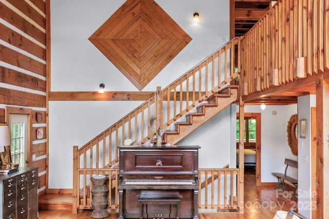 1745 Sugar Camp Rd, Marshall, NC 28753 - staircase with wood finished floors