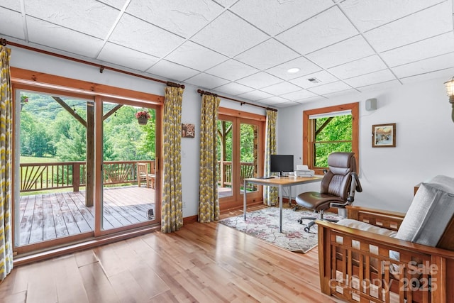 1745 Sugar Camp Rd, Marshall, NC 28753 - home office with wood finished floors and a drop ceiling