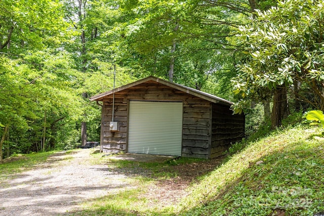 1745 Sugar Camp Rd, Marshall, NC 28753 - garage with a wooded view