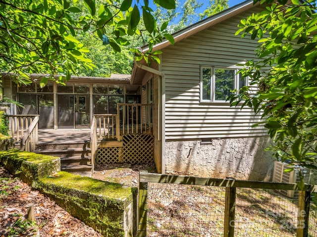 436 Utsonati Ln, Brevard, NC 28712 - wooden terrace featuring a sunroom