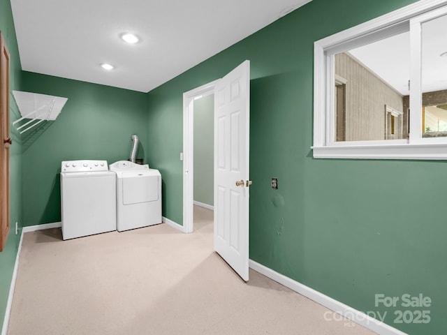 436 Utsonati Ln, Brevard, NC 28712 - laundry area featuring separate washer and dryer, recessed lighting, and carpet floors