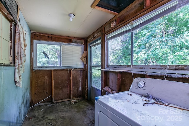 121 Sugar Cove Rd, Weaverville, NC 28787 - laundry room with washer / dryer and wooden walls